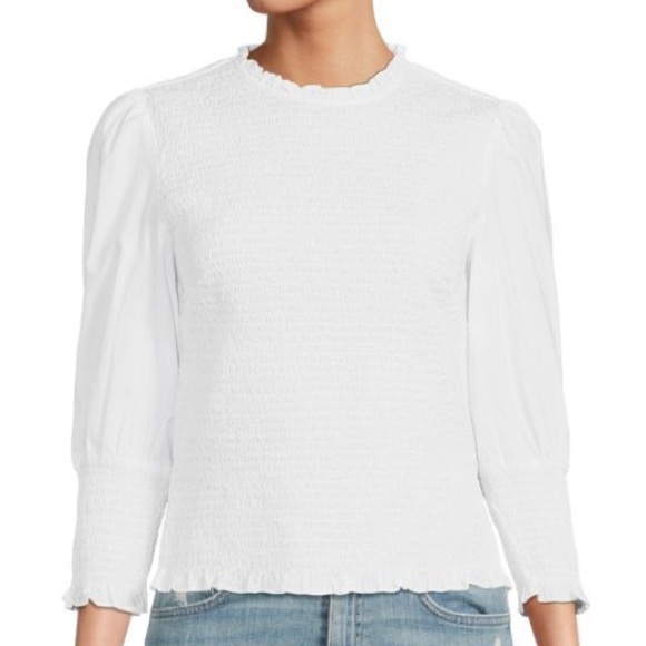 {Veronica Beard} Kali Smocked Top, Off White, Size 2, NWT - Picture 1 of 8